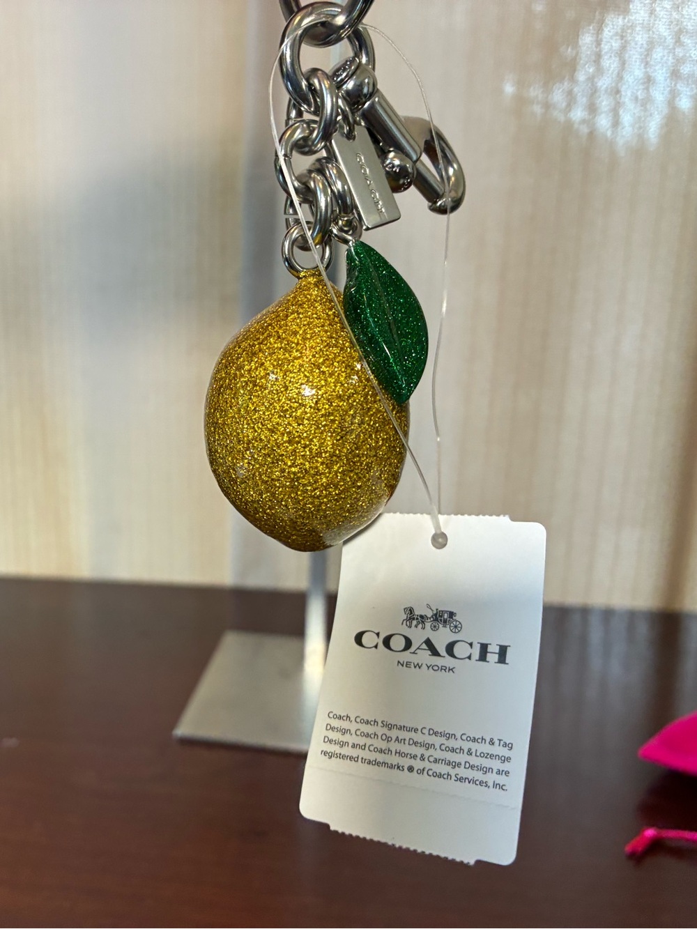 COACH Gold Glitter Lemon Key Charm